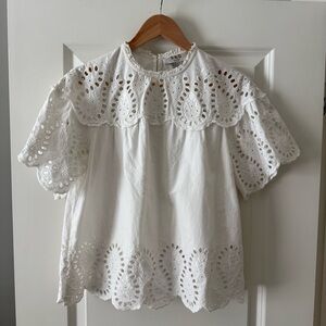 Sea NY Marina White Eyelet Blouse